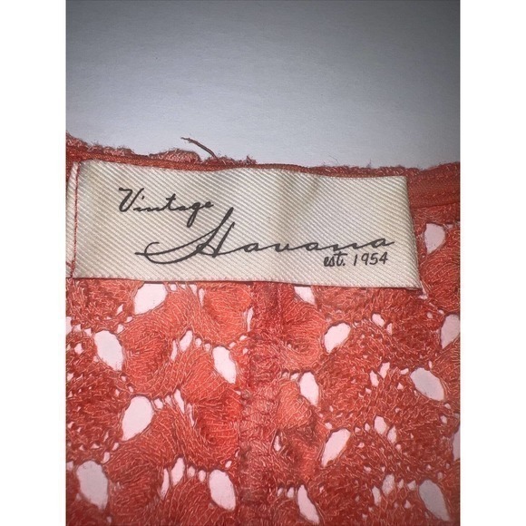 VINTAGE HAVANA Crochet Lace Top Medium V-Neck Long Sleeve Hi-Low Peach - Picture 4 of 7
